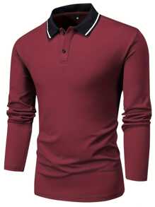 4pcs Men Long Sleeve Polo Shirt, Classic Collared Casual Sports Wear, Solid Color Basic Outerwear For Spring Autumn Outdoor Daily Running