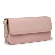 Women's Square Bag With Two Buckles Casual - Baby Pink - View 6