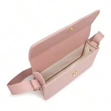Women's Square Bag With Two Buckles Casual - Baby Pink - View 8