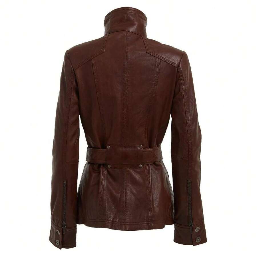 Womens Leather MilitaryInspired Biker JacketMiddleton SHEIN USA