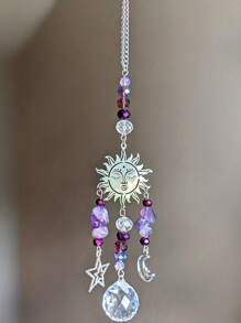 1pc Purple Amethyst Moon Goddess Dreamcatcher, Celestial Purple Amethyst Moon & Stars, Decoration, Car Decor, Holiday Event Party Decor, Holiday Gift Festival Decoration, Home Decor, Room Decor, Wall Decor Gifts Birthday Graduation E-I-D - Multicolor - View 12