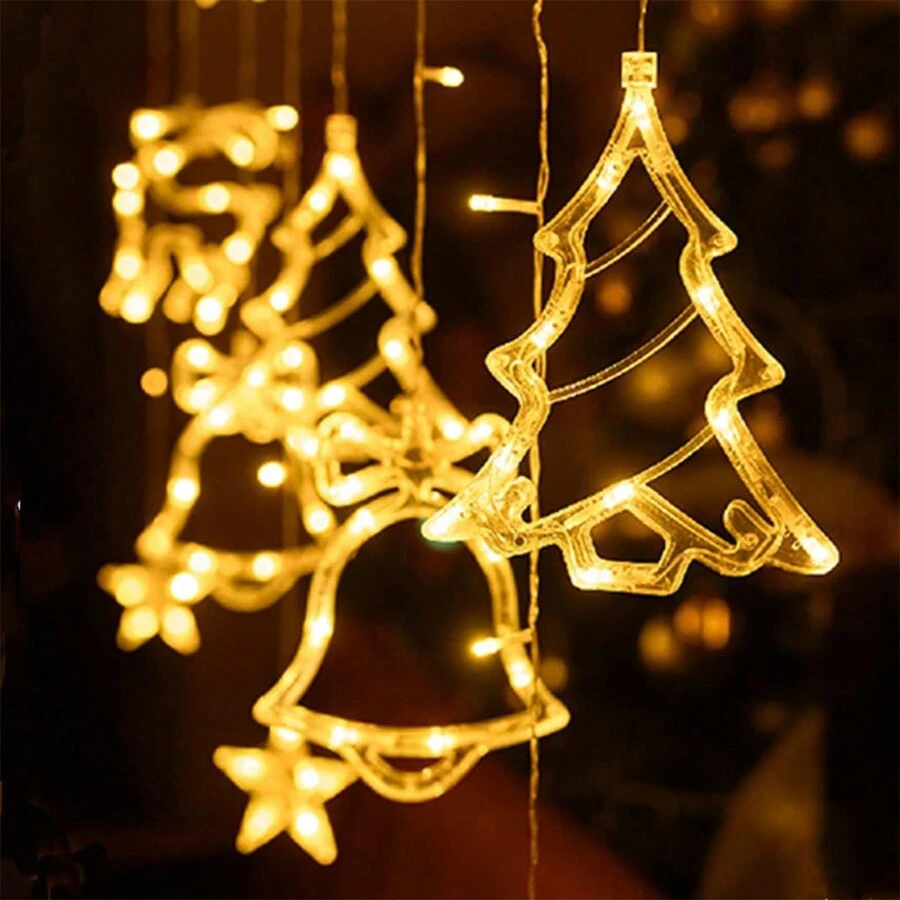 Christmas Day Decorative Lights, LED String Lights, Christmas Tree Bell Elk Star Lights, Suitable For Indoor,, Wedding Parties, Christmas Trees, New Year, Decorations, Warm Colors.