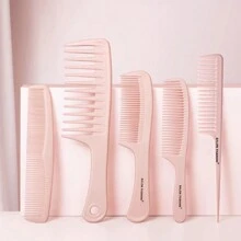 salon fashion 1pc/5pcs Set Wide Tooth Comb, Styling Comb Set, Suitable For Various Hairstyles And Detangling - Wide Tooth, Fine Tooth, Parting Tail Comb, Hair Styling, Double Wide Tooth Comb, Suitable For Wet Hair, Wavy Hair, Thick Curly Hair - Pink - View 5