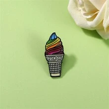 卡通可爱彩色冰淇淋珐琅别针定制装饰胸针饰品翻领包徽章珠宝礼品别针 - 彩色 - 查看 7