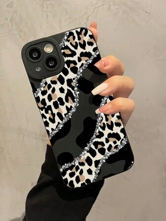 Leopard Striped Silver Bar Indirect Print Phone Case Compatible With Apple 15, 14, 13, 12, 11, XS, XR, X, 7, 8 Plus, Pro Max, Mini Protective Cover Waterproof Shockproof Anti-Fall Scratch Resistant