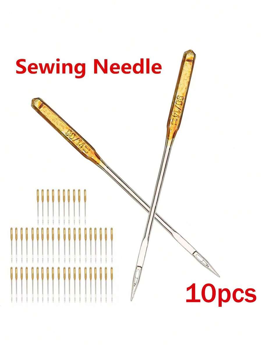 Titanium Plated Universal Sewing Machine Needles, Golden, 1Packs (10