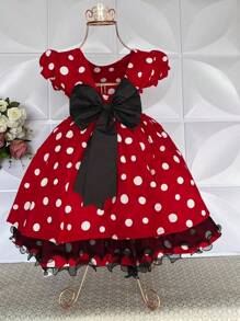 White Polka Dot Dress Themed Children's Birthday Party Beautiful Girl - 紅白色 - 查看 2