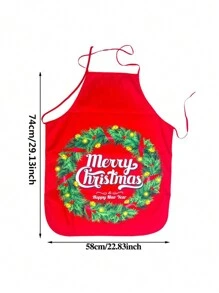 1 件圣诞可爱印花围裙，圣诞老人麋鹿围裙，节日厨房围裙，女士男士圣诞树雪花围裙，适合圣诞晚宴派对烹饪烘焙园艺清洁 - 彩色 - 查看 3
