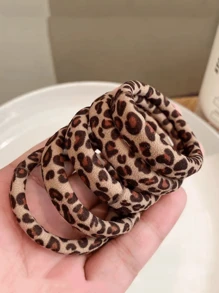 5条装咖啡色豹纹弹力发圈，耐用加厚，简约时尚马尾发圈，动物纹，发绳发饰，橡皮筋 - 彩色 - 查看 13