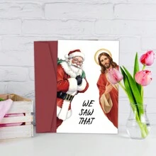 1 张带信封的趣味圣诞贺卡，节日“我们看到了”圣诞贺卡 - 非常适合朋友和家人、节日贺卡、小型企业用品、生日问候 - 彩色 - 查看 5