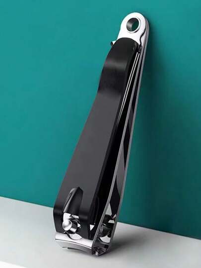 Professional Black Carbon Steel Nail Clippers - Large Size Manicure Trimmer For Toe Nails - Easy Clip And Catch Design