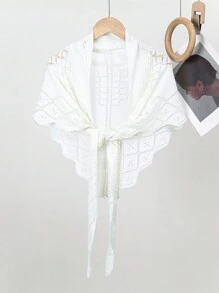 1 chiếc áo len cardigan len dệt kim hình tam giác rỗng màu trơn cỡ lớn dành cho nữ, giữ ấm cổ, đa năng, làm từ cashmere giả, mùa thu/đông - Nhiều màu - Xem 4