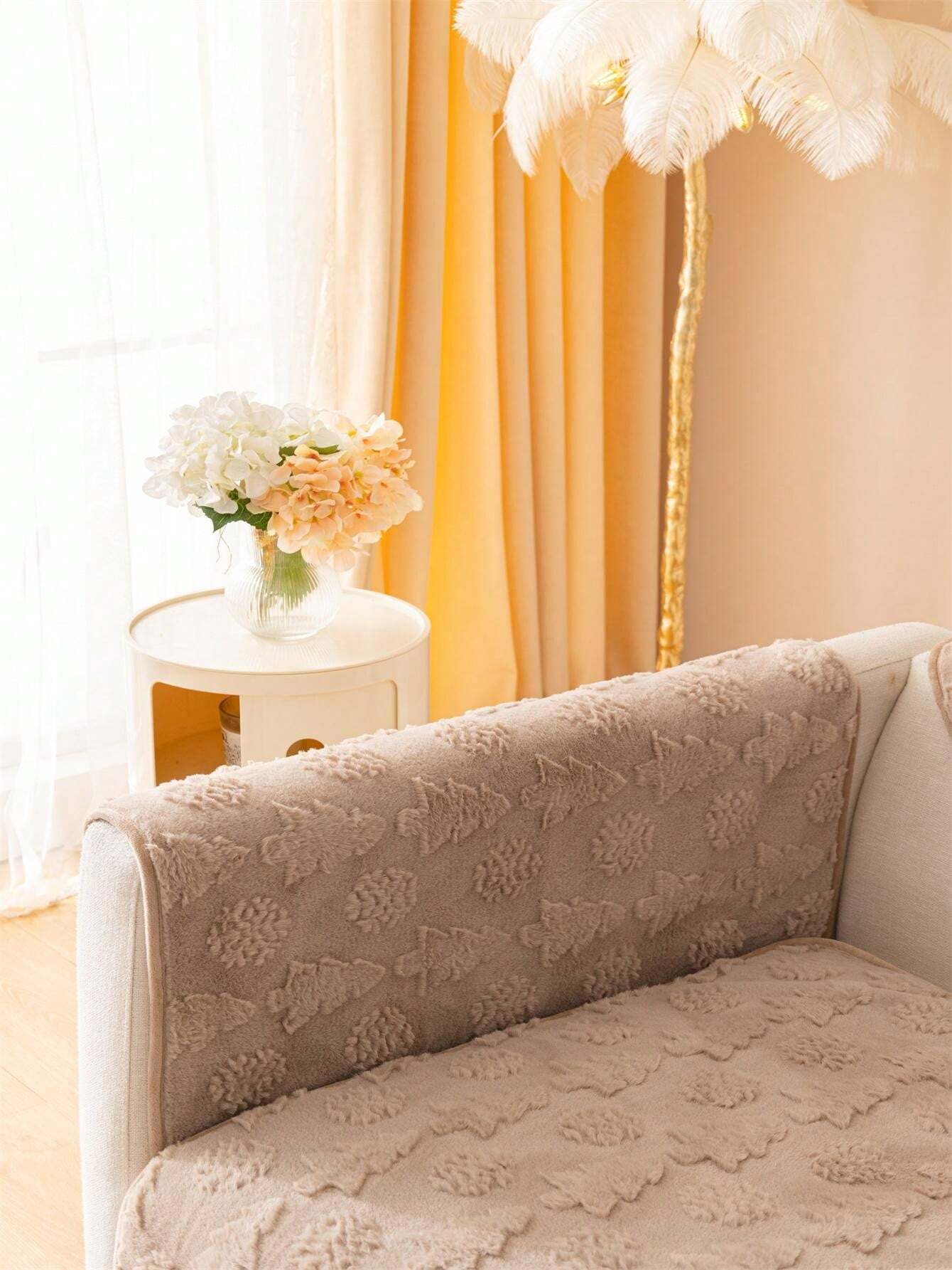 1 Pc Christmas Tree Winter Thick Rabbit Velvet Sofa Mat Anti Slip