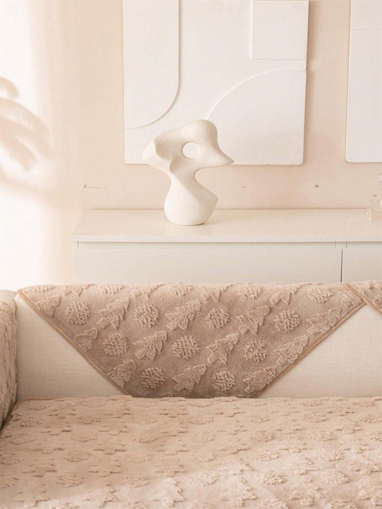 1 Pc Christmas Tree Winter Thick Rabbit Velvet Sofa Mat Anti Slip