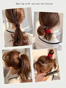 5 pezzi Elastici per capelli spessi da donna, fasce in gomma nera ad alta elasticità per code di cavallo e chignon, accessori per capelli carini e pratici, fermacode, elastici per capelli, abbigliamento da palestra e sport, corda per capelli