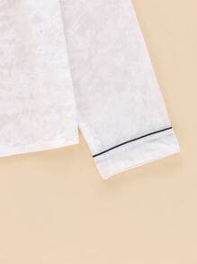 2pcs Women Velvet Pajama Set With Lapel Button Long Sleeve Top And Loose Comfortable Long Pants, Elegant & Warm For Sleepwear & Loungewear