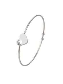 1 chiếc vòng tay hình trái tim bằng thép không gỉ, có thể xếp chồng lên nhau để đeo hàng ngày - vòng đeo tay - Xem 4