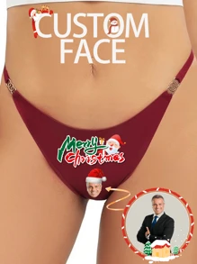 Customized Sexy Low-Waist Seamless Breathable Lace Funny Thong Underwear, Suitable For Women Sports/Yoga/Fitness,Colorful,Cute,Adorable,Contracted,Funny,Custom,Unique,Customized,Personalized,Ideal Gifts For Him,Ideal Gifts For Her,Boyfriend,Girlfriend,Family,Friends,Grandparents,Her,Bridallingerie - Red - View 2