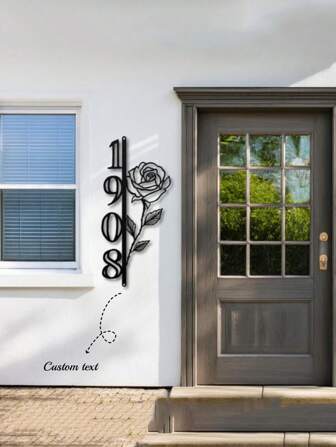 Dreamtimes Letrero de dirección con girasol, letrero de dirección con mandala de rosa, letrero vertical de número de casa de metal con diseño de calavera, letrero de metal para el patio con número de casa, decoración para el Día de San Valentín, regalos de decoración del Día de San Valentín, cumpleaños, graduación, decoración del hogar de verano lento, decoración de vuelta a la escuela, útiles escolares