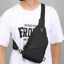 Bolso de pecho informal para hombre, bandolera de hombro para deportes al aire libre, paquete de pecho multifuncional con bolsillo para botella de agua