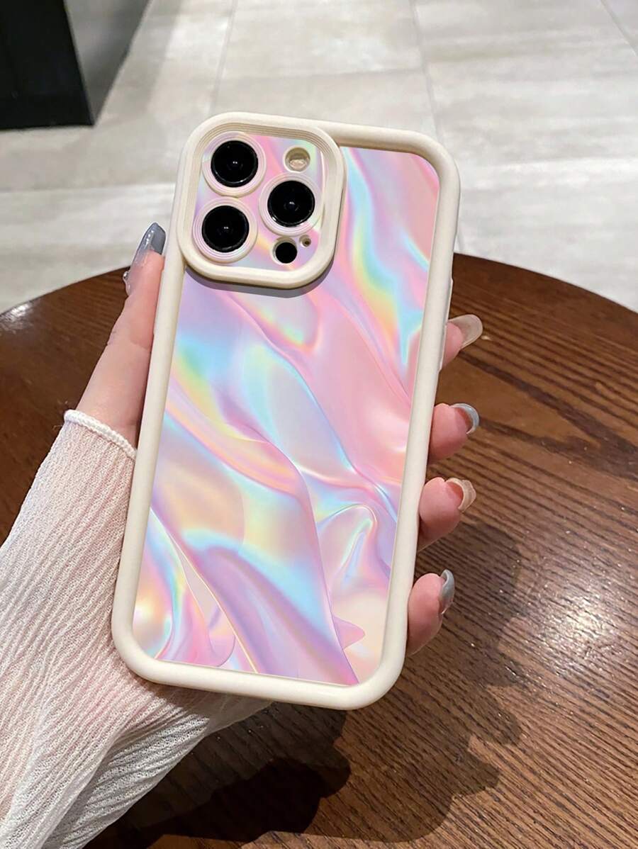 1个激光彩色防摔手机壳，兼容苹果/三星/Infinix/红米/OPPO/vivo/realme/摩托罗拉/荣耀/一加 - 白色 - 查看 1