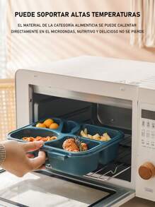 1 Piece Plastic Lunch Box With 4 Compartments, Bento Box With Dividers, Leakproof Microwave Safe, Food Storage Box, School Supplies, Christmas Gift - 彩色 - 查看 2