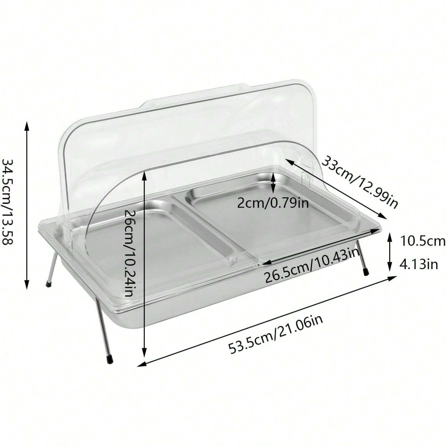 CNCEST CNCEST Roll Top Ice Food Serving Display Tray 3.17Qt 2Pan Food