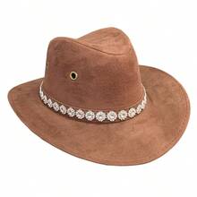 Suede Cowboy Hat With Shiny Stripe For Kids - 鏽棕色 - 查看 2