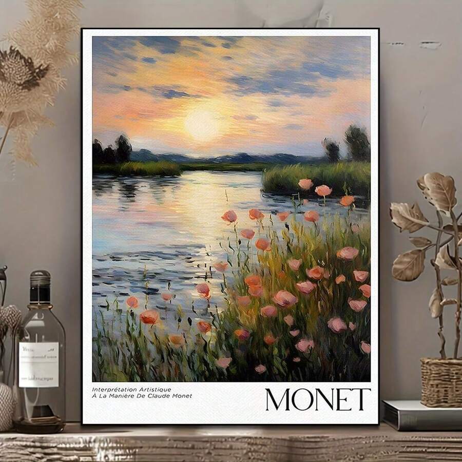 1 Tấm Poster Claude Monet - Nghệ thuật treo tường hiện đại giữa thế kỷ để trang trí phòng thẩm mỹ, Tranh in Monet làm quà tặng cho bạn thân, Trang trí tường bằng vải canvas cho nhà, phòng khách, phòng ngủ, nhà bếp, phòng tắm - Có khung - Nhiều màu - Xem 1