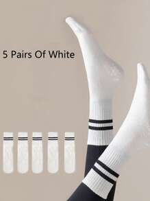 3/5 pares de meias femininas antiderrapantes para ioga, meias profissionais antiderrapantes para ioga, pilates, fitness, ginástica, esportes internos, meias casuais de cano alto - Multicolorido - Ver 11