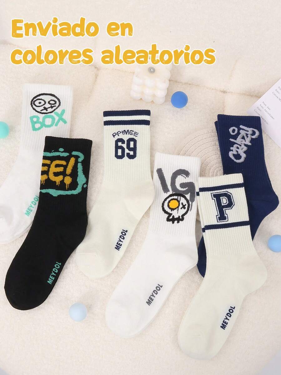Calcetines largos unisex casuales, calcetines de moda con estampado - Multicolor - Ver 1