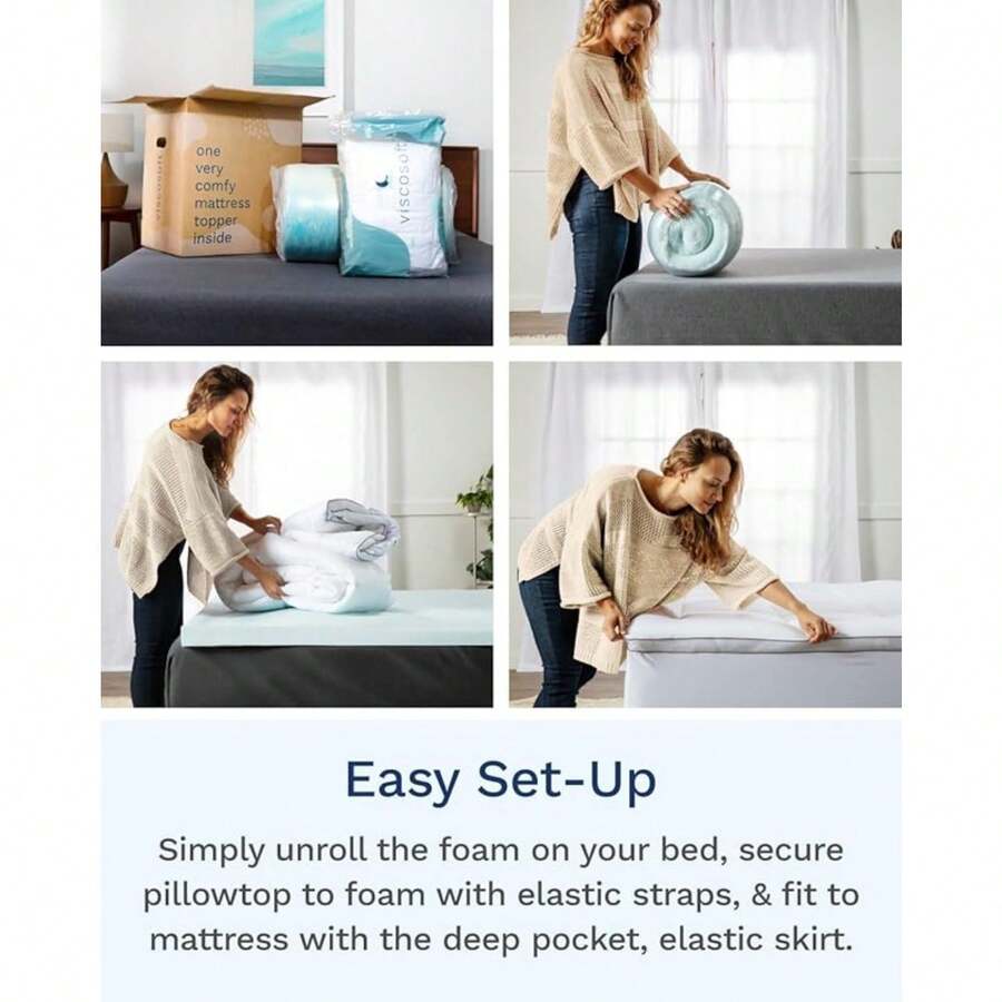 4 Inch Pillow Top Memory Foam Mattress Topper King Hybrid Lux Dual