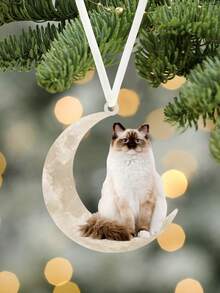 1 Peça Decoração Acrílica Gato Sentado na Lua Pingente, Decoração de Casa, Enfeite de Árvore, Decoração Suspensa de Janela, Lareira, Jardim, Presente para Família, Amigo, Amante de Animais, Decoração, Decoração de Casa, Decoração de Quarto, Decoração de Parede
