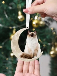 1 Peça Decoração Acrílica Gato Sentado na Lua Pingente, Decoração de Casa, Enfeite de Árvore, Decoração Suspensa de Janela, Lareira, Jardim, Presente para Família, Amigo, Amante de Animais, Decoração, Decoração de Casa, Decoração de Quarto, Decoração de Parede