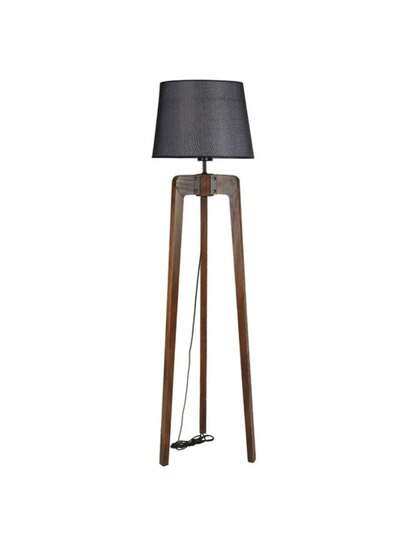 Well Home Vloer Lamp Cone Shade Fir Wood Body, Dark Walnut Black, Tanganica Collection, 45x45x170, 27 Socket Max 60 W. Free Shipping In 24/48h