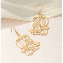 1 对 2025 星形设计简约耳环，新年时尚珠宝 - 數位耳環 - 查看 4