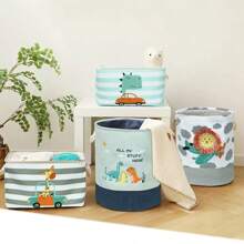 1 pièce Panier de rangement en tissu pour fournitures, Panier de rangement avec motif de dessin animé pour jouets, vêtements, panier à linge pour organisateur de maison
