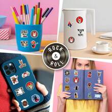 50pcs Reusable Rock & Roll Sticker Set, Vibrant Graffiti Stickers For Water Bottles, Laptops, Skateboards, Suitable For Diaries, Scrapbooks, Party Supplies, Great For Winter, New Year