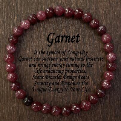 6mm 手工石榴籽串珠手链、石榴石手链（用于根轮）、天然石手链（用于缓解焦虑和平衡）、男女时尚珠宝礼物
