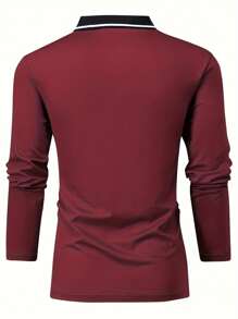 4pcs Men Long Sleeve Polo Shirt, Classic Collared Casual Sports Wear, Solid Color Basic Outerwear For Spring Autumn Outdoor Daily Running