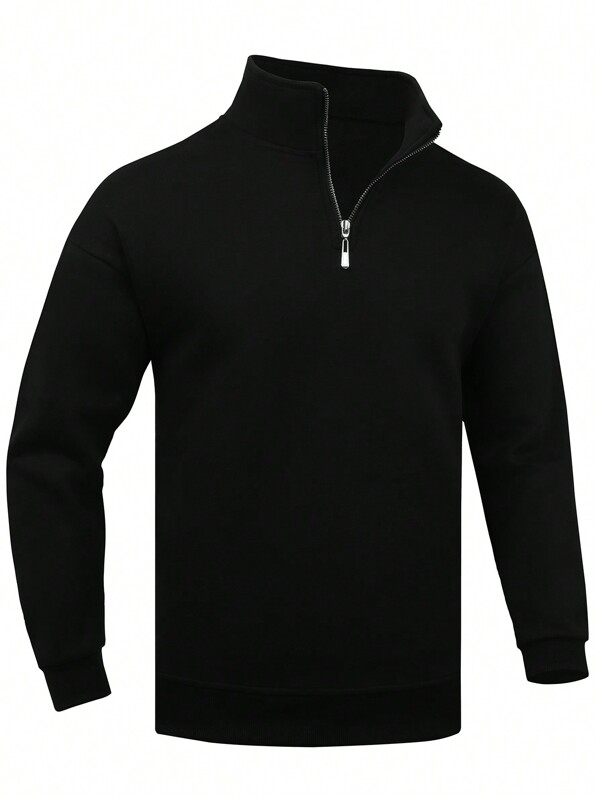 EXARUS EXARUS Men's Quarter Zip Up Pullover Slim Fit Mock Neck Long Sleeve Sweaters Casual Corduroy Polo Sweatshirt