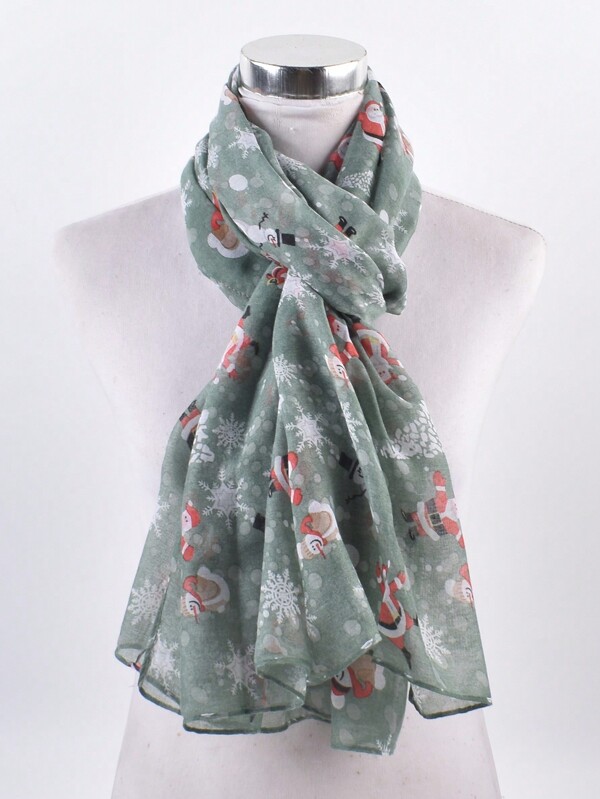 1st Dames Kerst Geweven Balinese Chiffon Sjaal, Trendy High-End, Warme & Winddichte Infinity Sjaal, Kerstcadeau