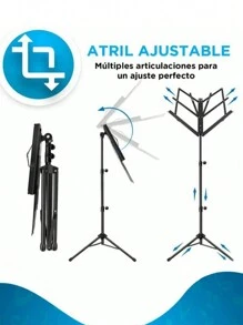 Atril Ajustable Plegable Portátil Para Partituras De Música - Negro - Ver 6