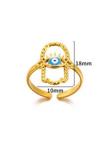 Bộ trang sức Blue Devil's Eye, Dây chuyền thép không gỉ màu vàng, Nhẫn, Hoa tai không phai, Bộ trang sức thời trang tinh tế, Quà tặng thời trang cho phụ nữ, Quà tặng Giáng sinh cho nam giới - Vàng - Xem 14