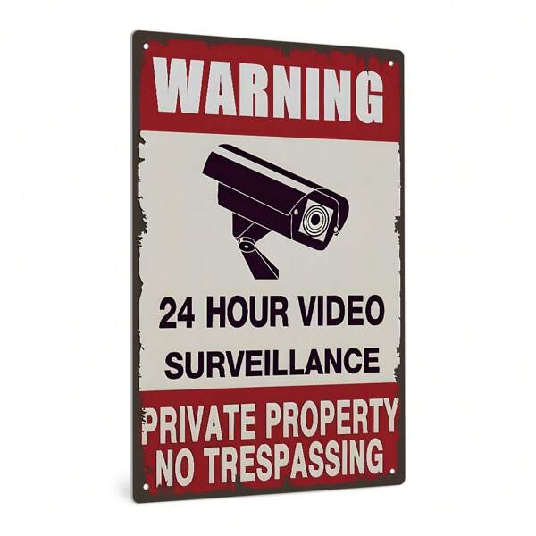 Putuo Decor 1pc Vintage Metal Tin Sign,WARNING! 24 HOUR VIDEO SURVEILLANCEPRIVATE PROPERTY NO TRESPASSING, Wall Art Decor For Home Farmhouse Coffee Shop Cafe Living Room
