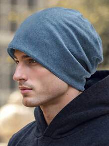 1 Pièce Casquette De Bonnet D'extérieur Décontractée En Tissu Solide Pour Homme Pour Une Utilisation Quotidienne Et Des Activités En Extérieur En Automne Et En Hiver