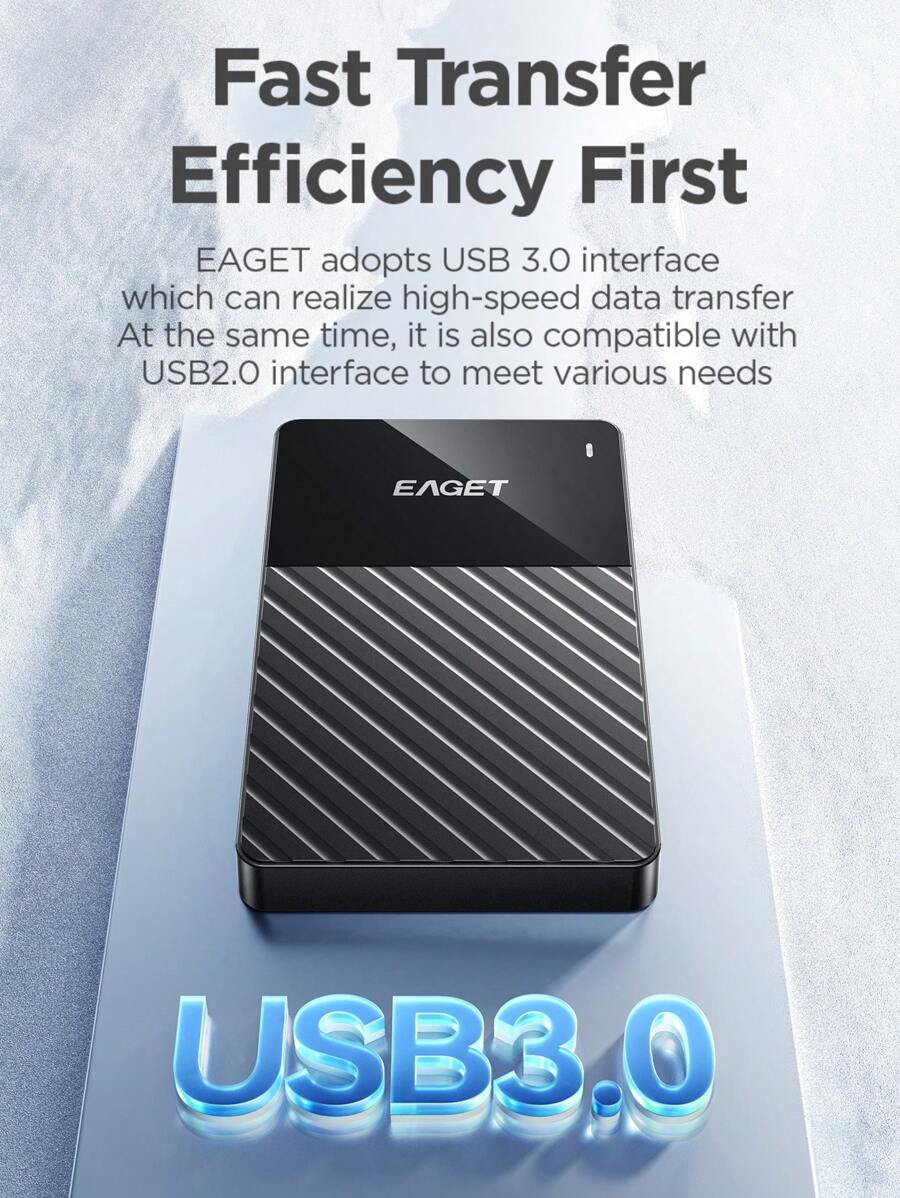 EAGET Unidad de disco duro externa portátil de 1TB, expansión de