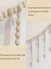 1 件波西米亚风格木珠悬挂相框，带 18 个夹子，适合宿舍、教室、卧室、家庭办公室装饰，非常适合情人节、新年装饰，130 厘米/43.3 英寸 - 彩色 - 查看 8