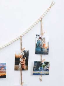 1 件波西米亚风格木珠悬挂相框，带 18 个夹子，适合宿舍、教室、卧室、家庭办公室装饰，非常适合情人节、新年装饰，130 厘米/43.3 英寸 - 彩色 - 查看 9