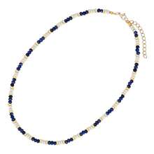 1 件波西米亚风格直通蓝白宝石项链，带天然串珠宝石，适合女士 - 彩色 - 查看 7
